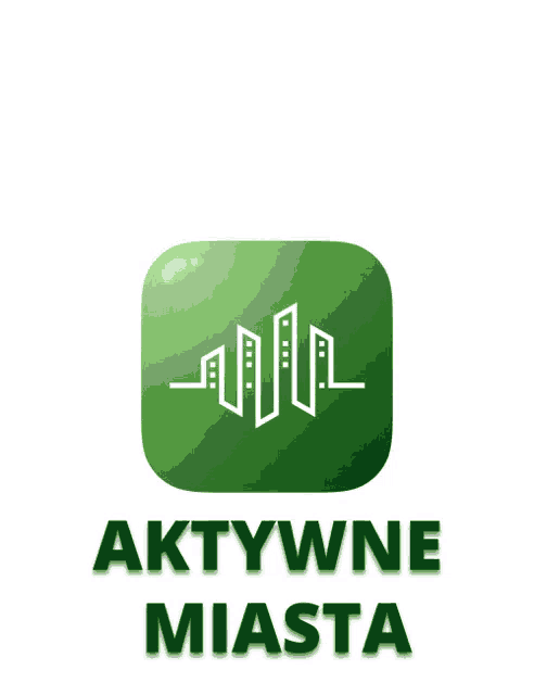a logo for aktywne miasta has a green circle with buildings on it