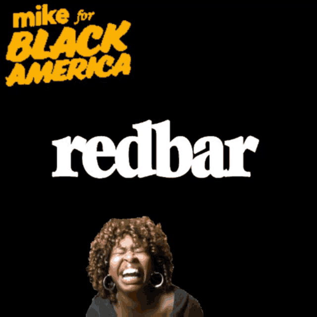 a woman laughs in front of a mike for black america logo