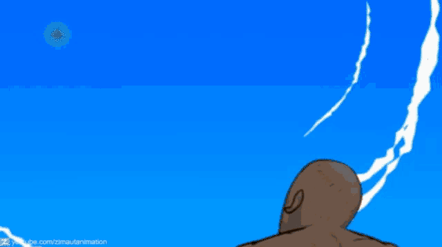 a cartoon of a bald man sitting in front of a mountain with youtube.com at the bottom of the image