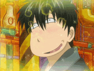 a cartoon character making a funny face with his eyes closed