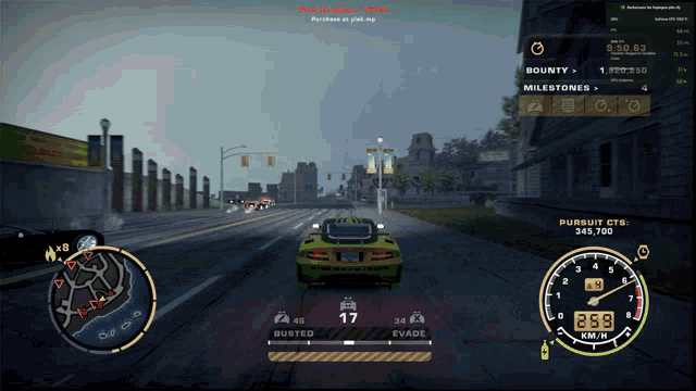 a screenshot of a video game that says pursuit cts on the screen