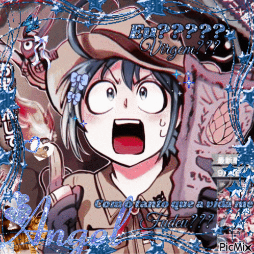 a picture of a girl with a surprised look on her face and the words virgem