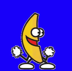 a cartoon character of a banana with arms and legs