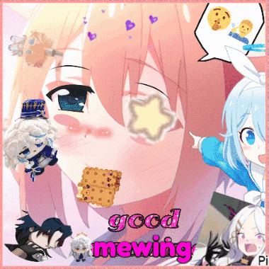 a picture of a girl with a star in her eye and the words " good mewing "