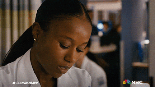 a close up of a woman 's face with #chicagomed written below her