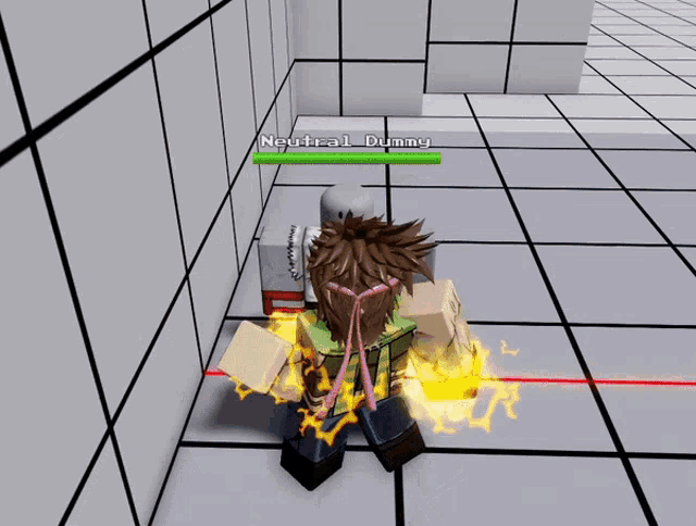 a person in a video game with the word neutral dummy on the bottom