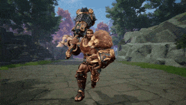 a video game character is holding a huge hammer