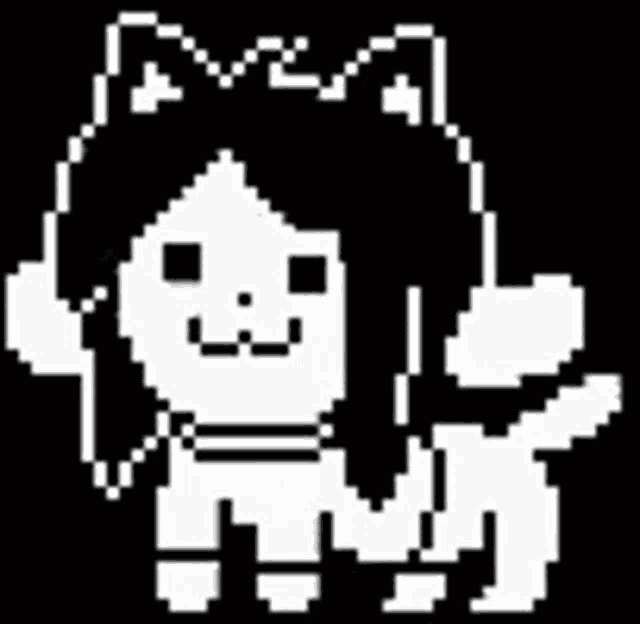 a pixel art drawing of a cat with headphones on .