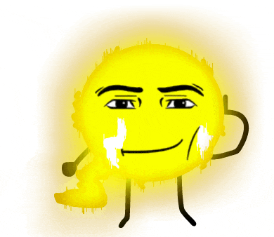 a cartoon drawing of a sun with a face and arms and legs