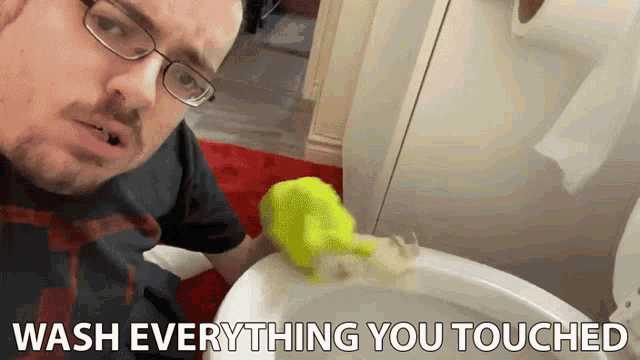 Wash Everything You Touched Ricky Berwick GIF - Wash Everything You Touched Ricky Berwick Cleaning The Toilet Bowl GIFs