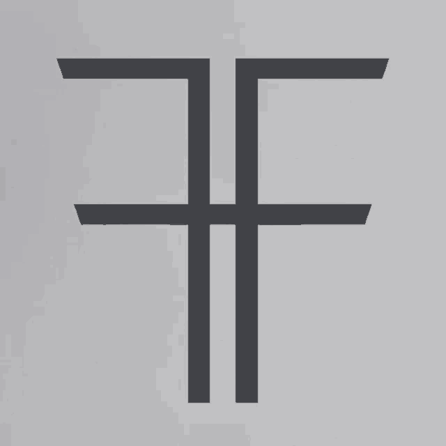 a cross with the letter f in the middle on a gray background