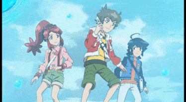 a group of anime characters with the words les lbxs que tu as cree ont sauve le monde