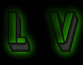 the letters lv are glowing in the dark