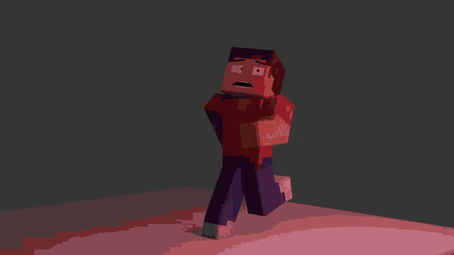 a 3d model of a minecraft character with a scared look on his face