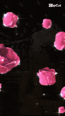 a woman smoking a hookah with pink roses floating around her