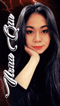 a picture of a woman with the name mona on the bottom right
