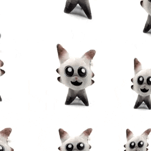 a seamless pattern of cats with big eyes