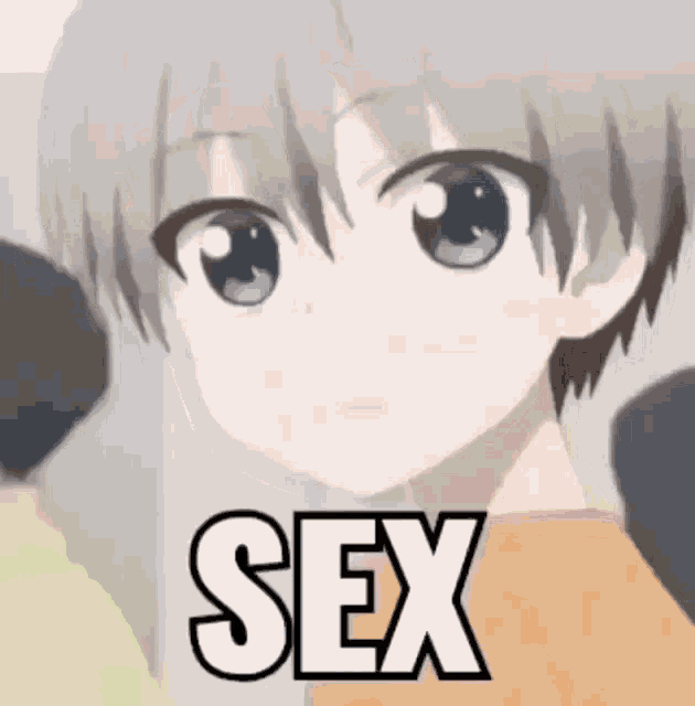 a close up of a cartoon character with the word sex written on his face .
