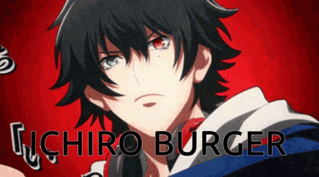 a picture of a boy with the name ichiro burger written on it