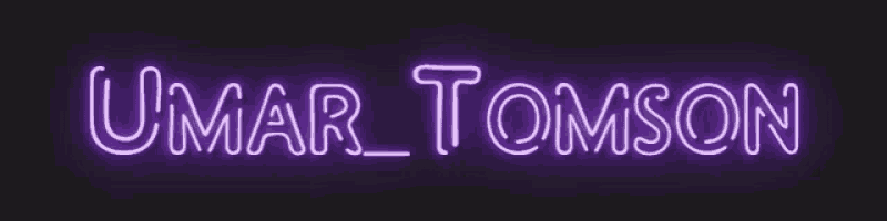 a purple neon sign that says umar tomson on it