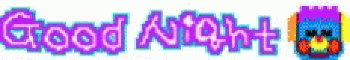 a pixel art of the words good night on a white background .