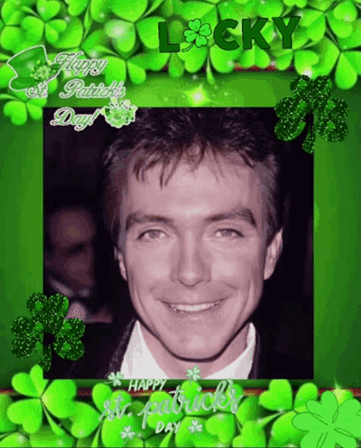a picture of a man with the words happy st patrick 's day