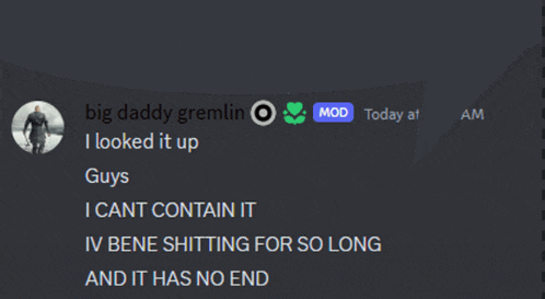 a screenshot of a discord conversation with big daddy gremlin