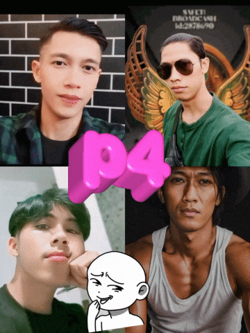 a collage of four pictures of men with the word p4 in the center