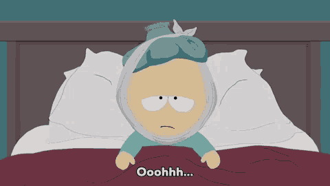 a cartoon character with an ice pack on his head says " ooohh "