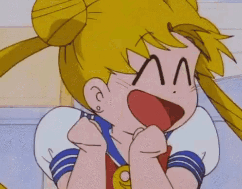 a close up of a cartoon character making a face with her mouth open
