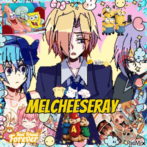 a collage of anime characters including alvin and the chipmunks and spongebob