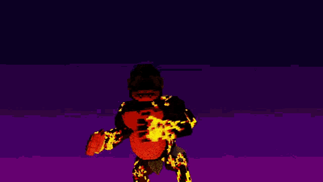 a pixelated image of a monkey with flames coming out of it 's arms