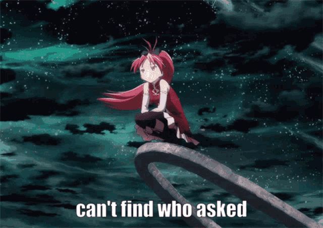 a picture of a girl with red hair and the words can t find who asked