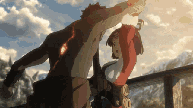 a man and a woman are standing next to each other in a cartoon scene