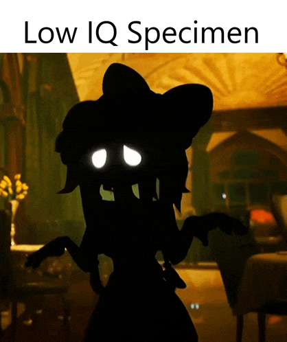 a silhouette of a person with the words low iq specimen below