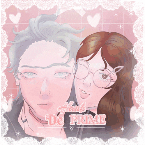 a drawing of a man and a woman with the words hank de prime written below them