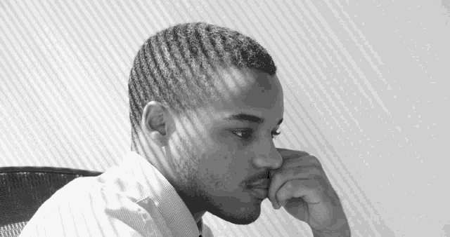 a black and white photo of a man with amazon prime video written on the bottom left