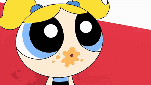bubbles from the powerpuff girls has a flower in her nose