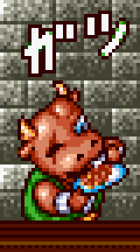 a pixel art of a bear brushing its teeth