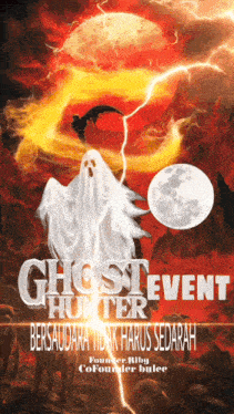 a poster with a ghost and the words ghost event hunter