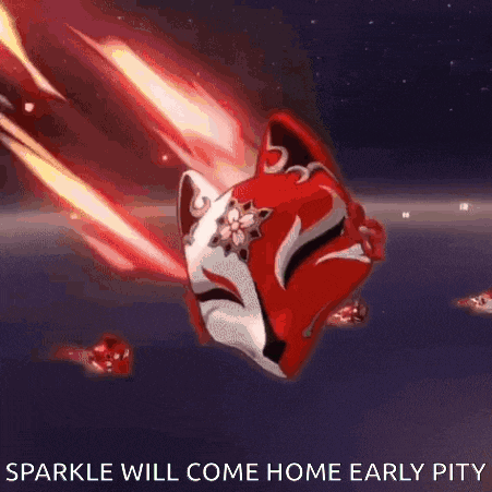a girl in a red dress is holding a sword and a fox mask in a video game .