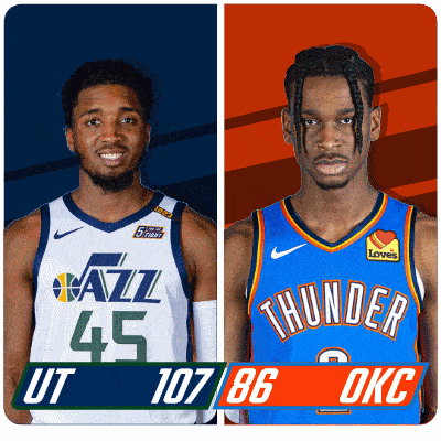 two basketball players one from the utah jazz and the other from the oklahoma thunder