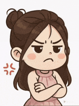 a cartoon drawing of a girl with her arms crossed