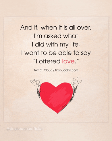 a quote from terri st. cloud with a red heart in the background