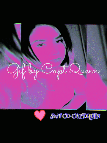 a picture of a woman with the words gif by capt. queen above her