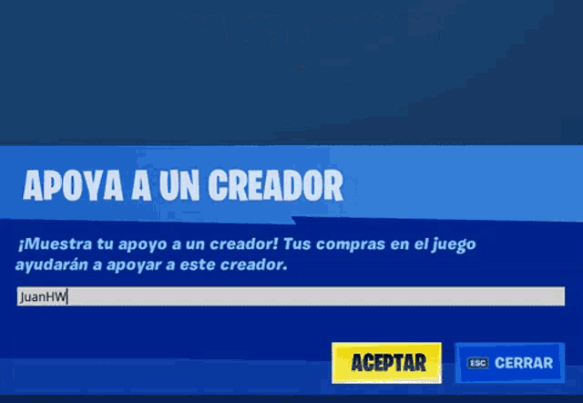 a screen that says usa es apoy a un creador