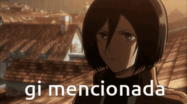 a picture of a girl with the words " gi mencionada " written below her