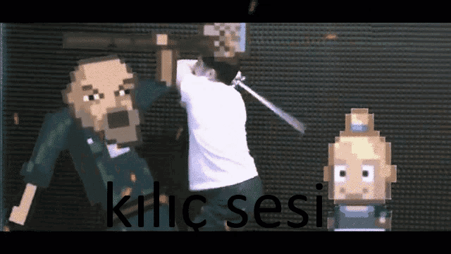 a pixelated image of a man holding a sword with the words killc sesi in the corner
