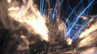 a computer generated image of a dragon with a blue light behind it