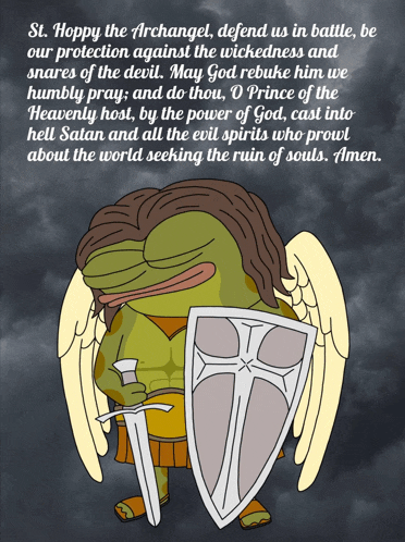 a cartoon of a frog holding a shield and a sword